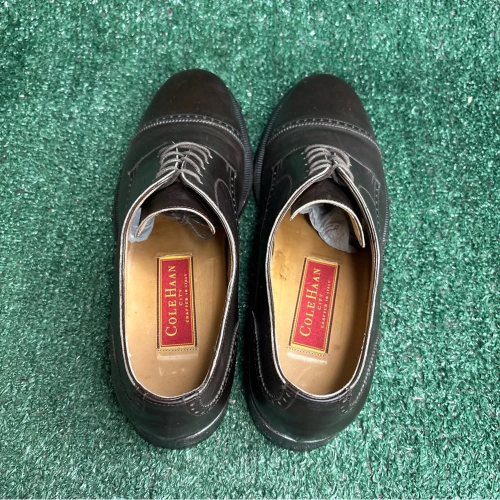 Cole Haan City Dress Shoe Soft Brown Leather Cap Toe Lace Up Oxford Size 9 Italy
